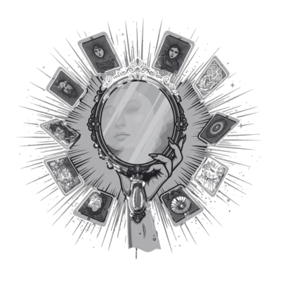 Circular tarot symbol illustration representing self-mastery and inner transformation beyond tarot readings.